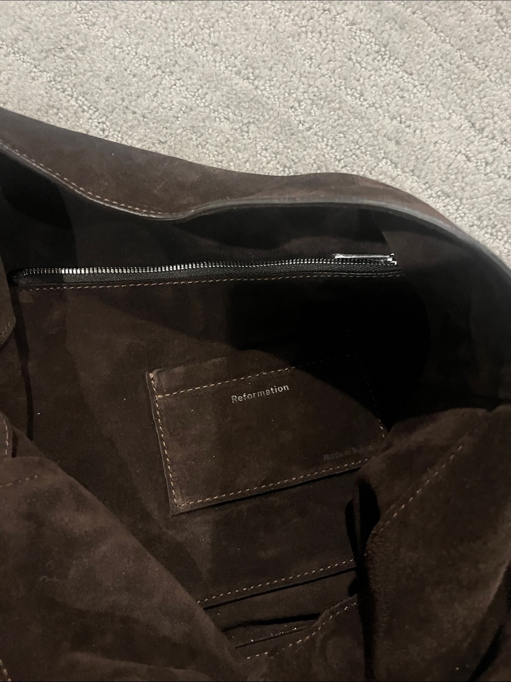 Reformation Vittorio Medium Dark Suede Bag retail $495 - Picture 9 of 11